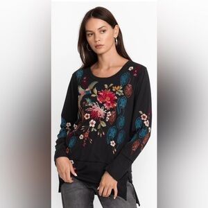 ✨Johnny Was Embroidered Black Top